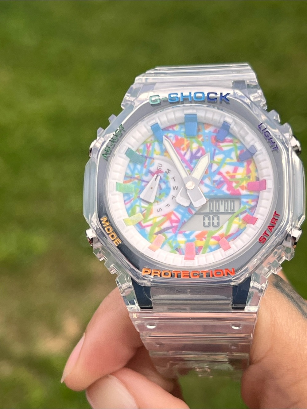 G-SHOCK Clear Case Multicolor Pattern Watch - Transparent Band